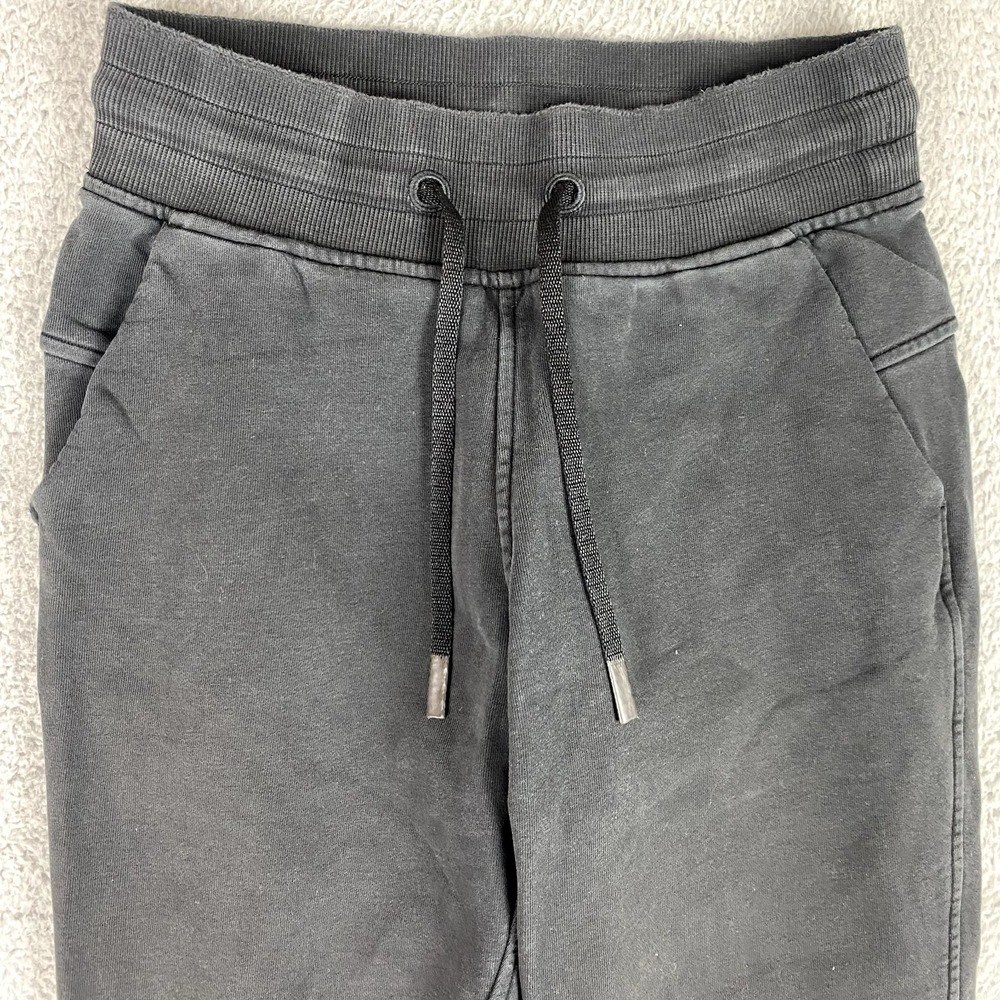 Lululemon Warm Down Jogger Womens 2 Black Cotton Terry 28" Drawstring Yoga Pants